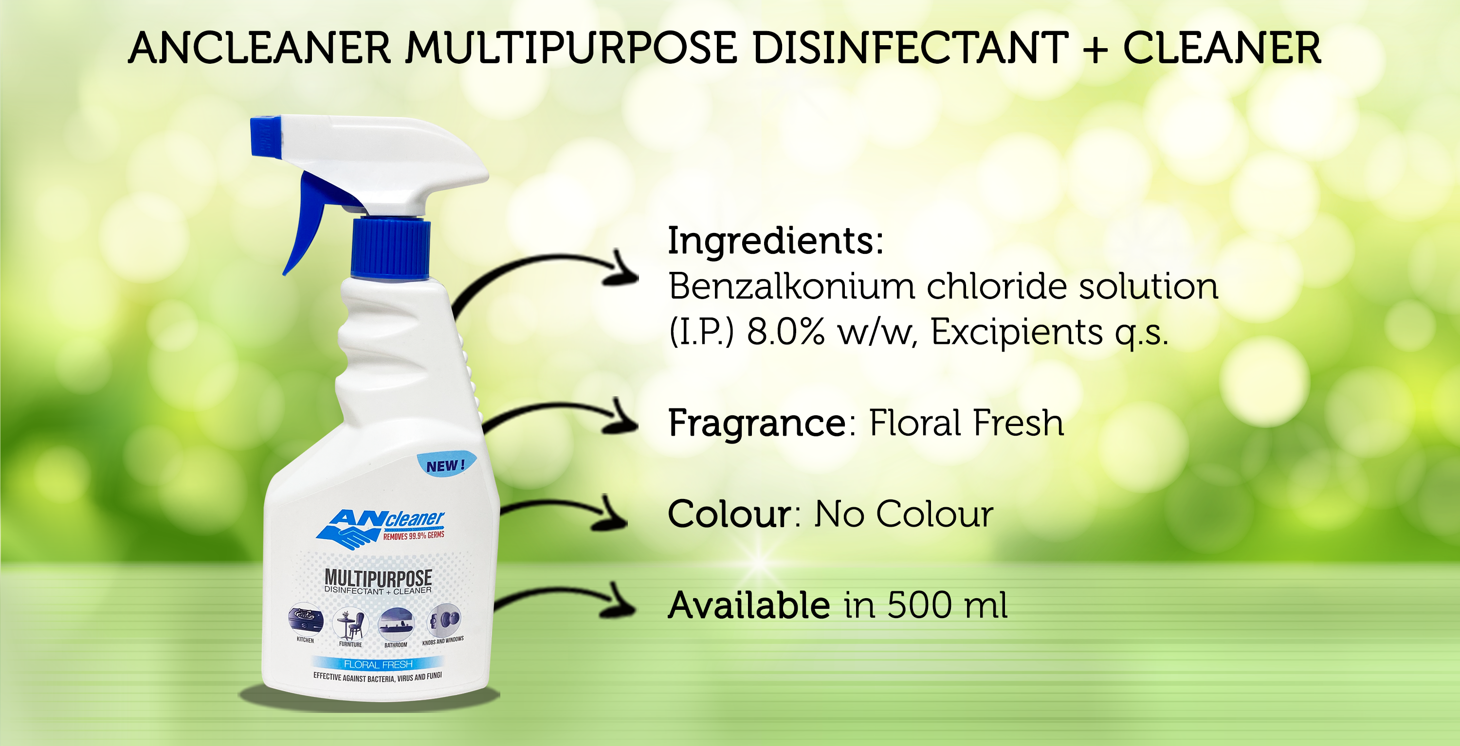 ANCLEANER MULTIPURPOSE DISINFECTANT + CLEANER