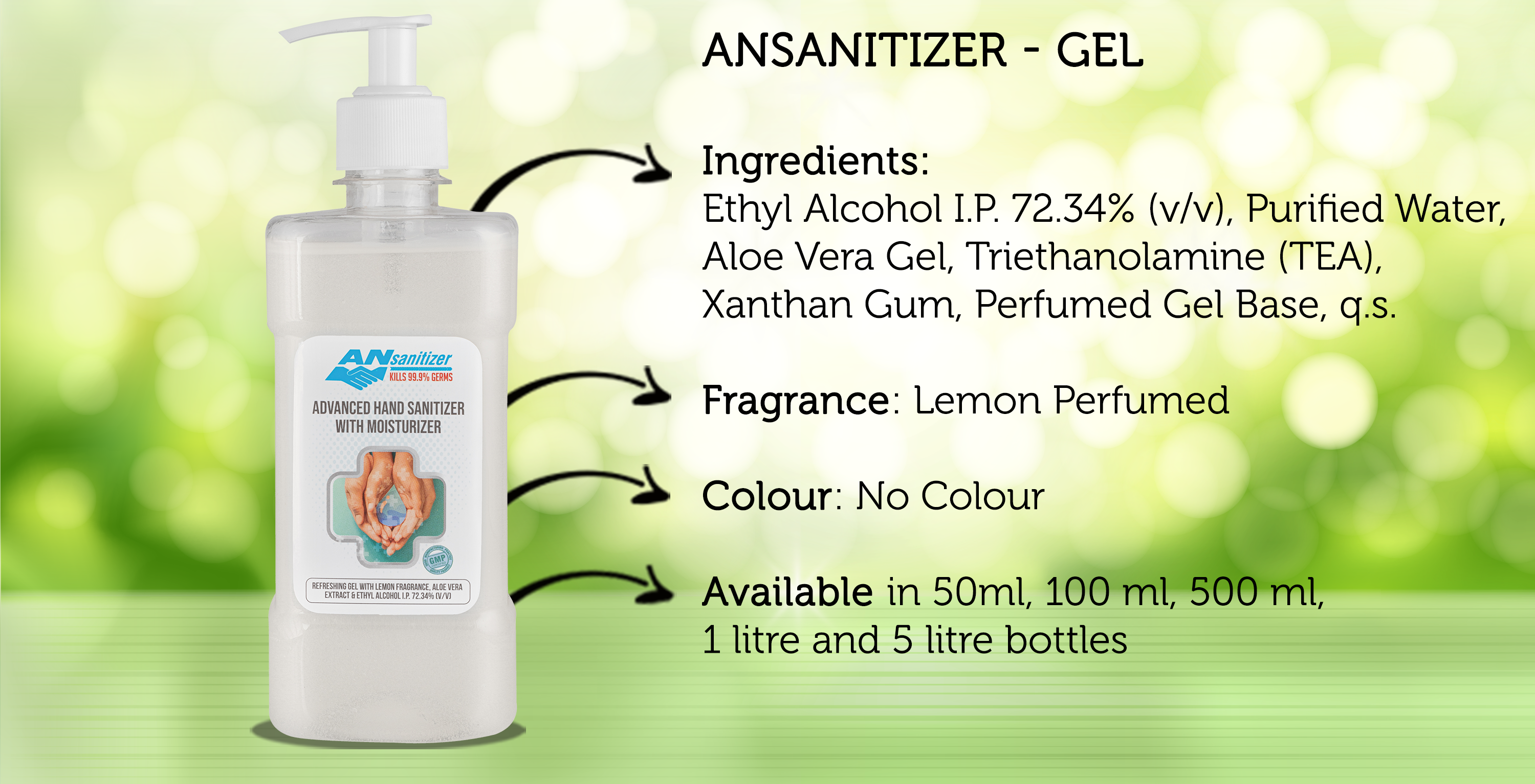 ANSANITIZER - GEL, ADVANCED HAND SANITIZER WITH MOISTURIZER